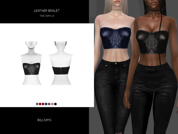 Sims 4 Leather Bralet by Bill Sims at TSR