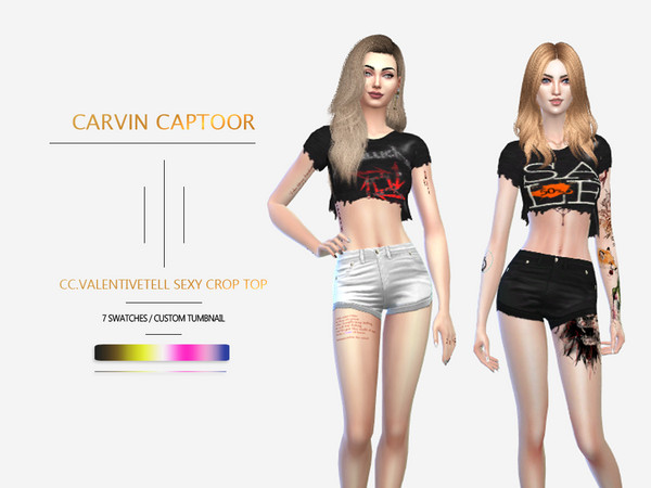 Sims 4 Valentivetell Crop top by carvin captoor at TSR
