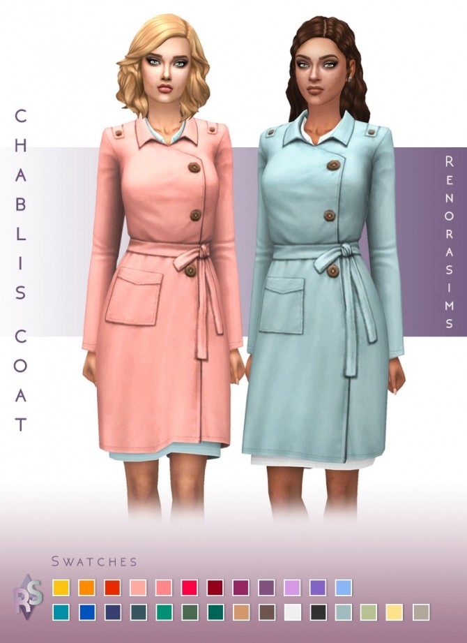 Sims 4 Chablis Trench Coat at RENORASIMS