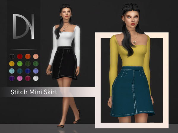 Sims 4 Stitch Mini Skirt by DarkNighTt at TSR