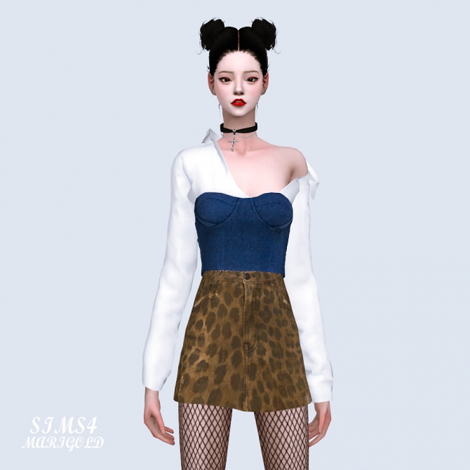 Natural Shirt With Bustier at Marigold » Sims 4 Updates