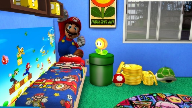 Sims 4 OPPOSITE TWINS BEDROOM MARIO at MODELSIMS4
