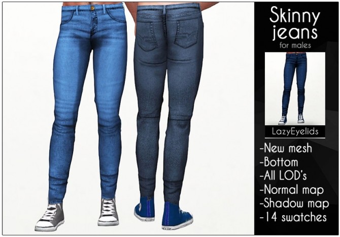 Sims 4 Skinny jeans for males at LazyEyelids