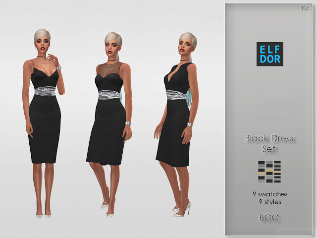 Sims 4 Black Dress Set at Elfdor Sims