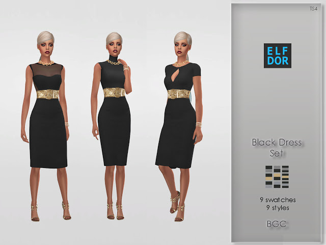 Sims 4 Black Dress Set at Elfdor Sims