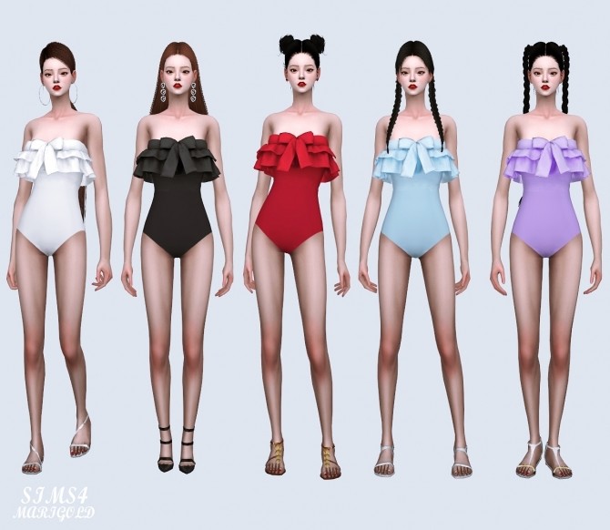 Sims 4 Bow Frill Swimsuit at Marigold
