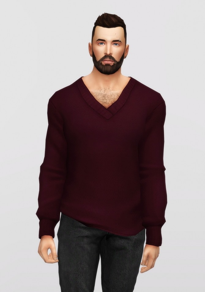 Sims 4 Long sleeves V neck sweater M at Rusty Nail