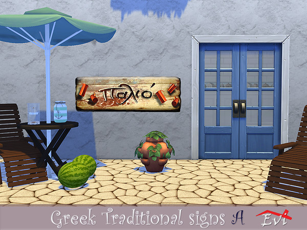 Sims 4 Traditional Greek signs by evi at TSR