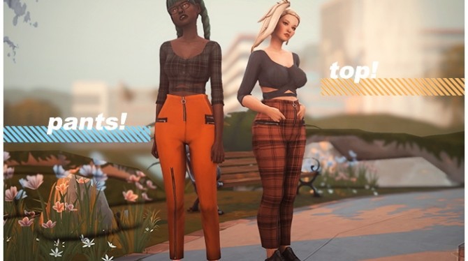 Sims 4 Jessy top and pants + tattoos at cowplant pizza