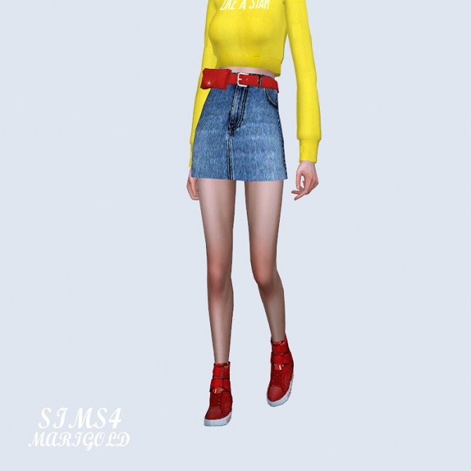 Sims 4 Mini Skirt With Waist Bag Belt at Marigold