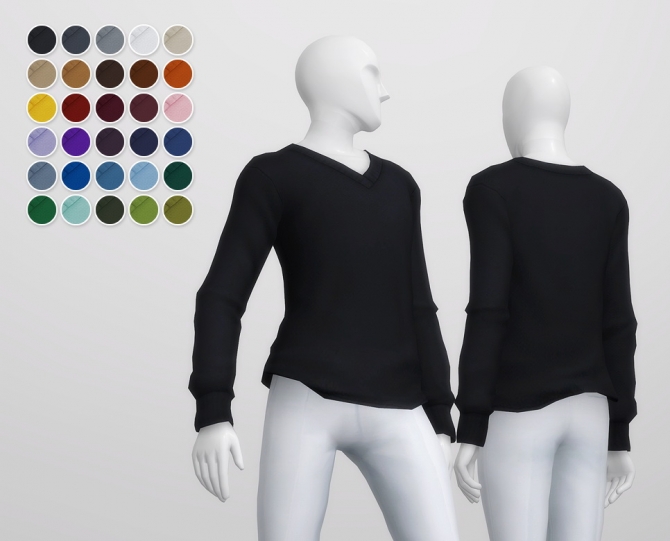 Long sleeves V-neck sweater M at Rusty Nail » Sims 4 Updates