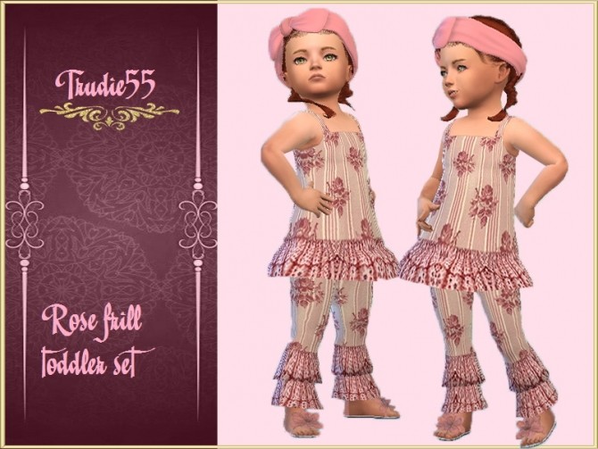 Sims 4 Rose frill toddler set at Trudie55