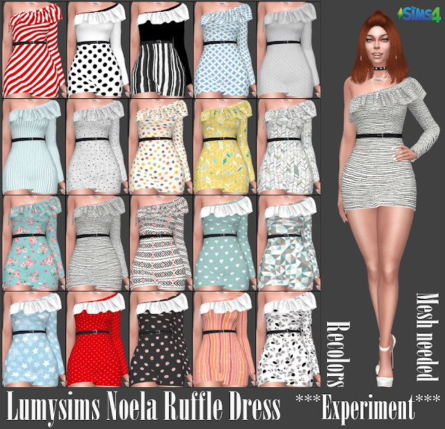 Sims 4 Lumysims Noela Ruffle Dress Recolors at Annett’s Sims 4 Welt
