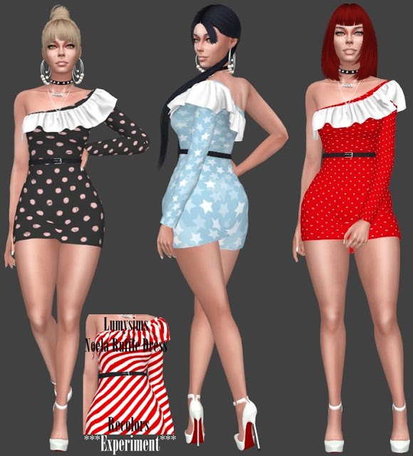 Sims 4 Lumysims Noela Ruffle Dress Recolors at Annett’s Sims 4 Welt