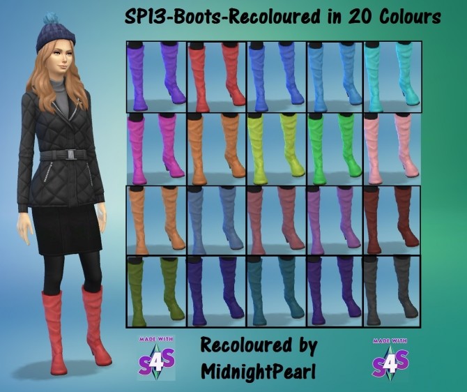 Sims 4 SP13 Laundry Day Boots 20 Colours by wendy35pearly at Mod The Sims
