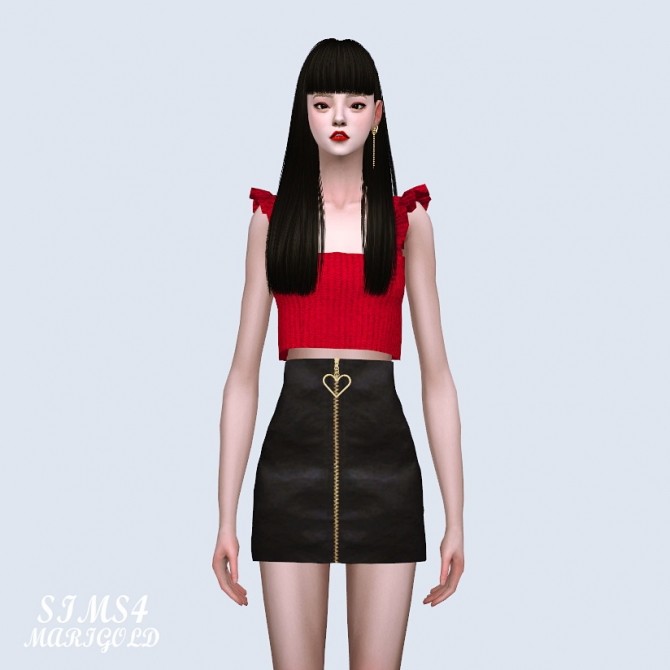 Sims 4 Heart Zipper Mini Skirt at Marigold