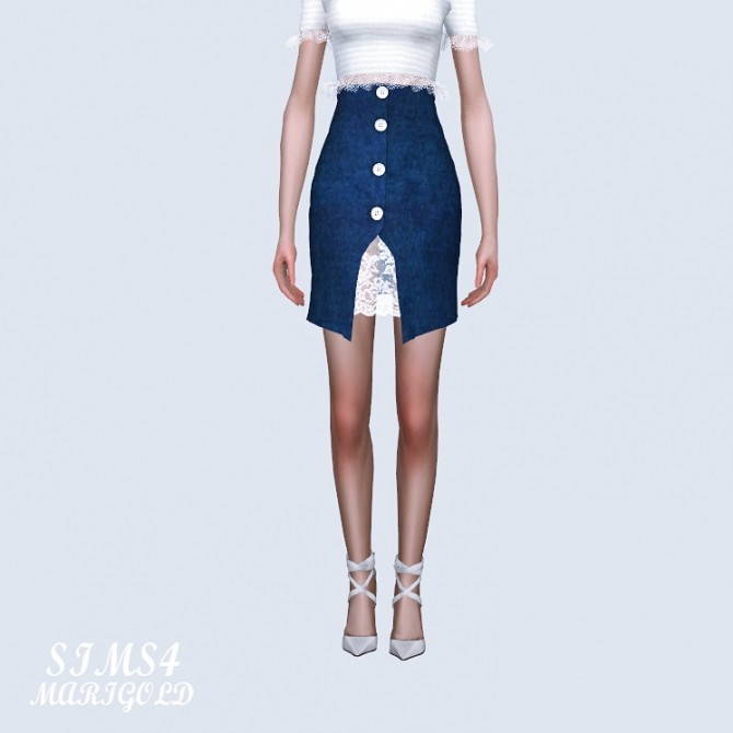 Sims 4 Button Open Skirt With Lace (P) at Marigold