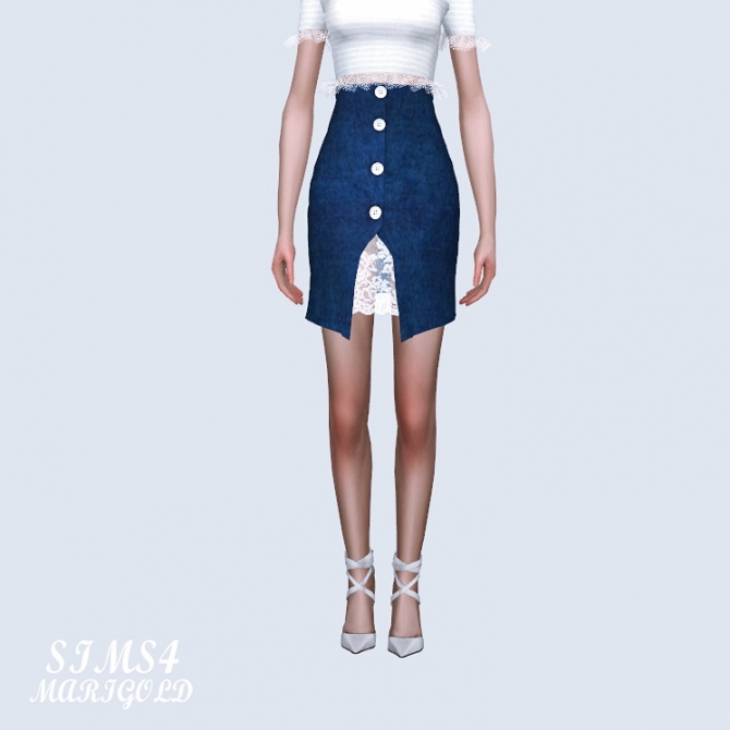 Button Open Skirt With Lace (P) at Marigold » Sims 4 Updates