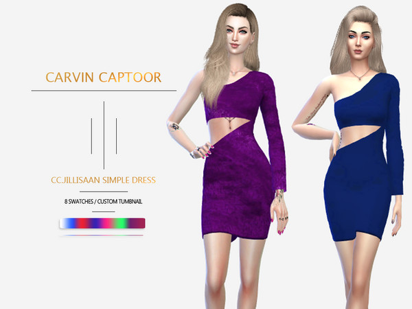 Sims 4 Jillisaan simple dress by carvin captoor at TSR