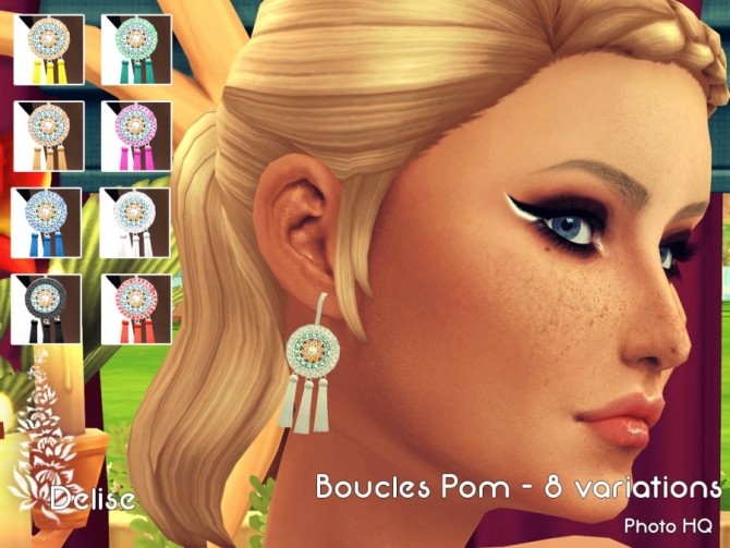 Sims 4 Pom earrings by Delise at Sims Artists