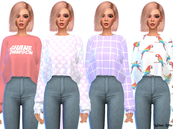 Sims 4 Snazzy Cropped Sweaters by Wicked Kittie at TSR