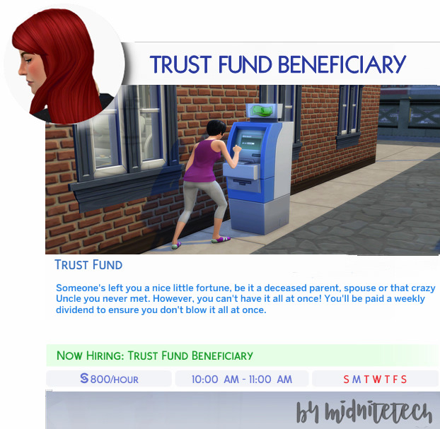 Sims 4 TRUST FUND CAREER at MIDNITETECH’S SIMBLR