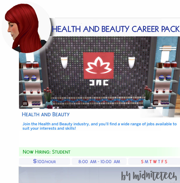 Sims 4 HEALTH & BEAUTY CAREER PACK at MIDNITETECH’S SIMBLR