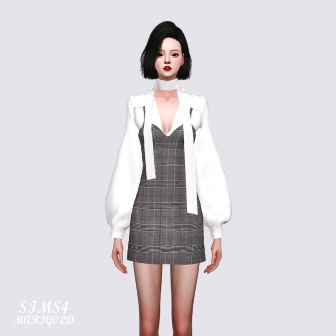 Scarf Bustier Dress (P) at Marigold » Sims 4 Updates