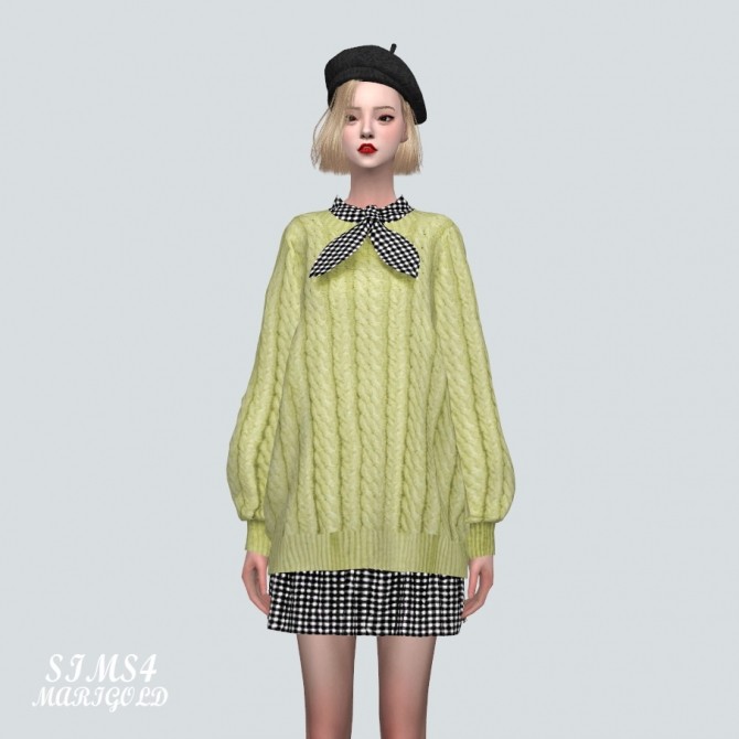 Sims 4 Bow Long Sweater Dress (P) at Marigold