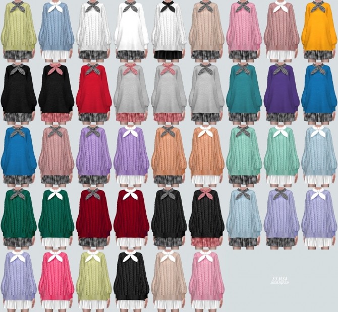 Sims 4 Bow Long Sweater Dress (P) at Marigold