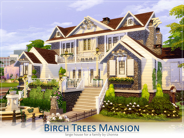 Sims 4 Birch Trees Mansion by Lhonna at TSR