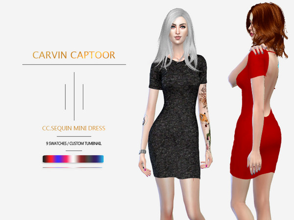 Sims 4 Sequin mini dress by carvin captoor at TSR