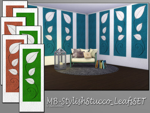 Sims 4 MB Stylish Stucco Leafs SET by matomibotaki at TSR