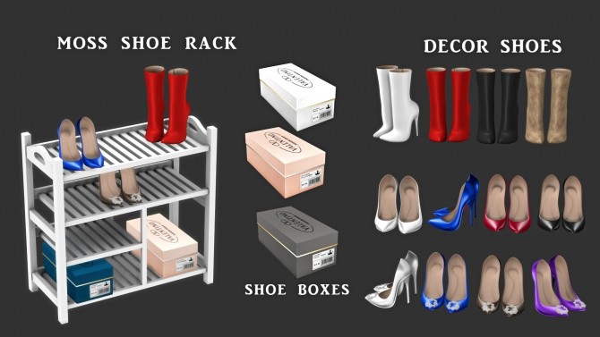 Sims 4 Shoe Rack Set (P) at Leo Sims
