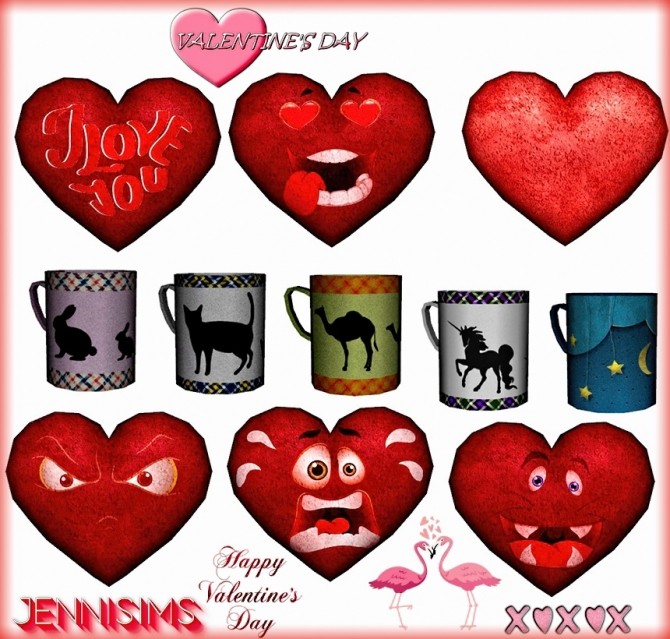 Sims 4 Valentine Day Heart, Pillows & Cups at Jenni Sims