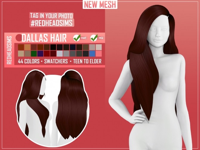 Sims 4 DALLAS HAIR by Thiago Mitchell at REDHEADSIMS
