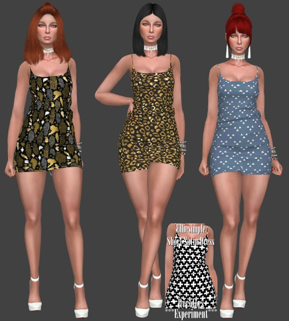Sims 4 Elliesimple Short Satin Dress Recolors at Annett’s Sims 4 Welt
