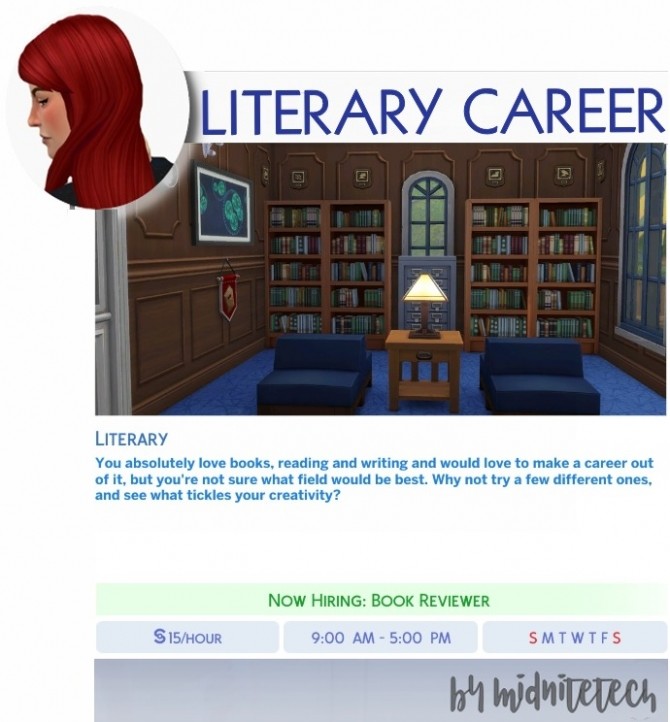 Sims 4 LITERARY CAREER at MIDNITETECH’S SIMBLR