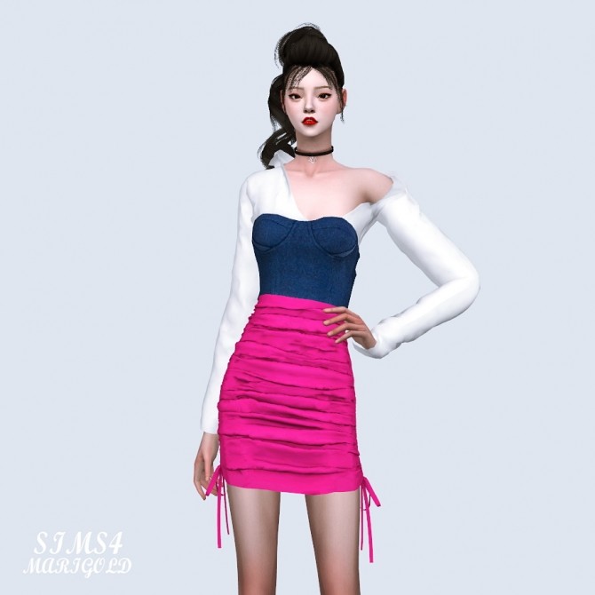 Sims 4 Shirring Mini Skirt at Marigold