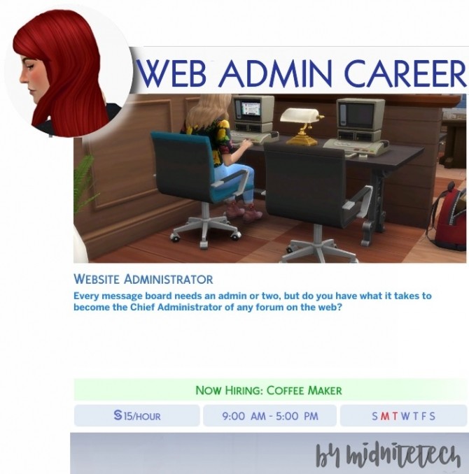 Sims 4 WEB ADMIN CAREER at MIDNITETECH’S SIMBLR