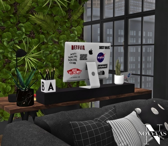 Sims 4 OFFICE SET COLLABORATION with MXIMS at Novvvas