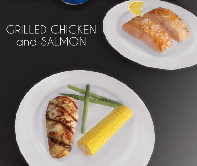 Grilled Chicken and Salmon at Descargas Sims » Sims 4 Updates