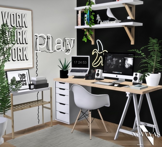 Sims 4 OFFICE SET COLLABORATION with MXIMS at Novvvas
