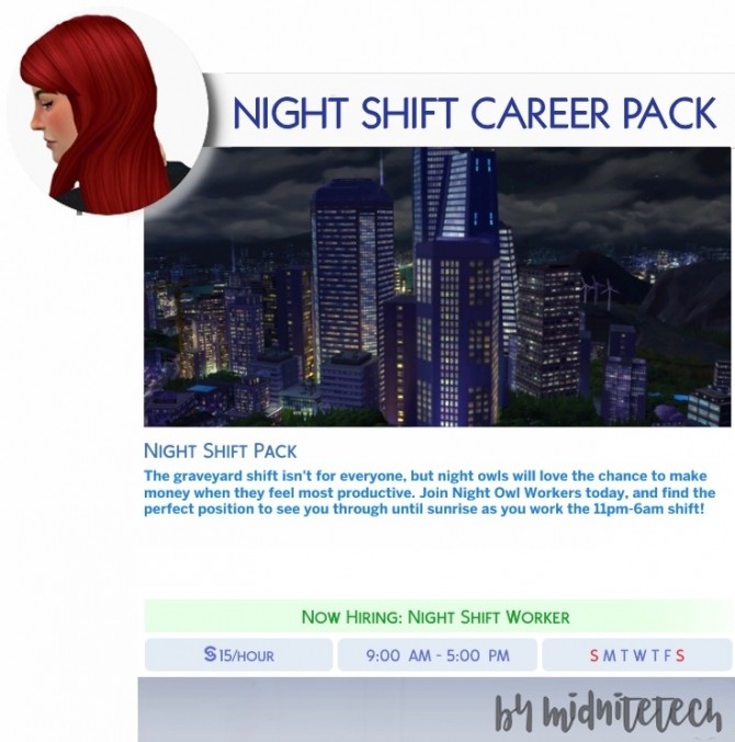 Sims 4 NIGHT SHIFT CAREER PACK at MIDNITETECH’S SIMBLR
