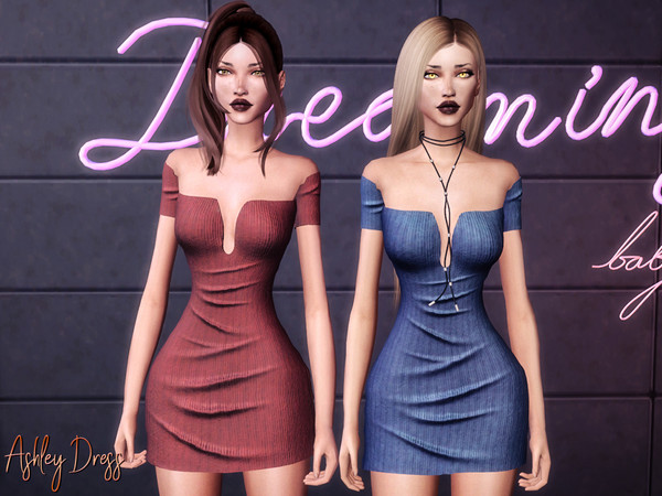 Sims 4 Ashley Dress by Genius666 at TSR