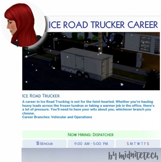 Sims 4 ICE ROAD TRUCKER CAREER at MIDNITETECH’S SIMBLR