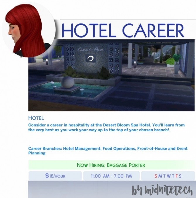 Sims 4 HOTEL CAREER at MIDNITETECH’S SIMBLR