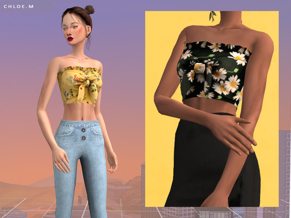 Sims 4 Croptop With Bowknot 2 by ChloeMMM at TSR