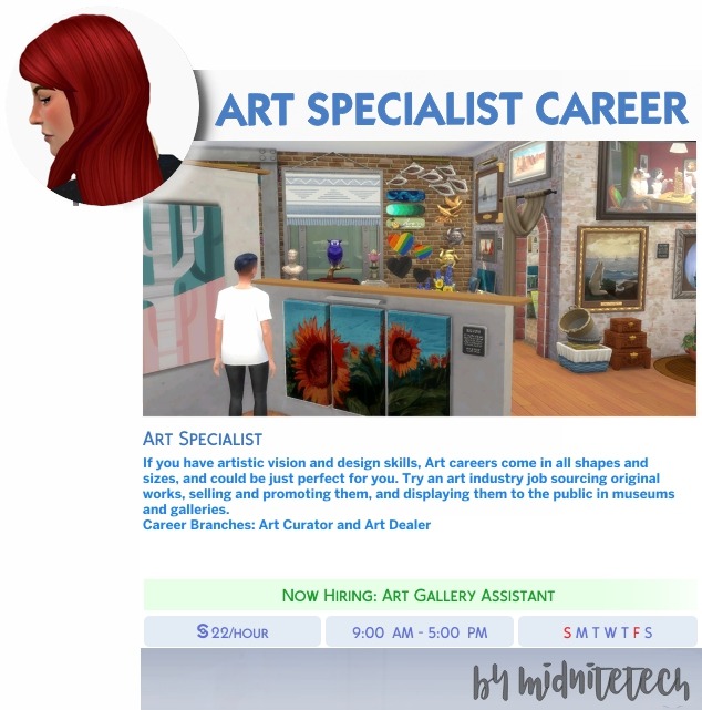 Sims 4 ART SPECIALIST CAREER at MIDNITETECH’S SIMBLR