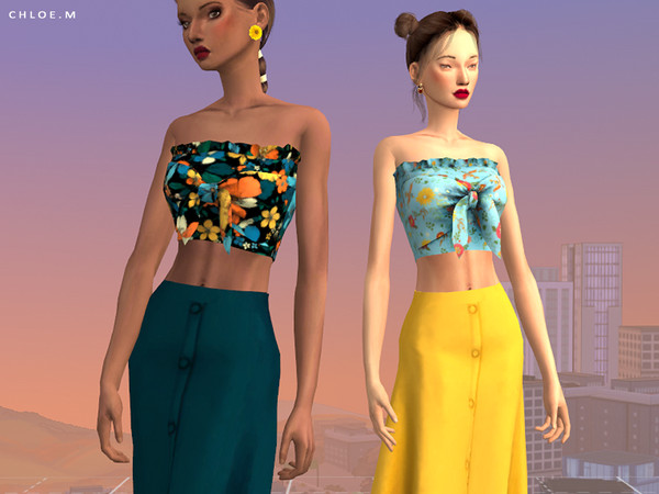 Sims 4 Croptop With Bowknot 2 by ChloeMMM at TSR